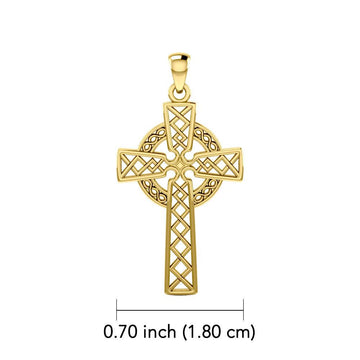 Modern Celtic Cross 14K Yellow Gold Pendant GTP1031 - Jewelry